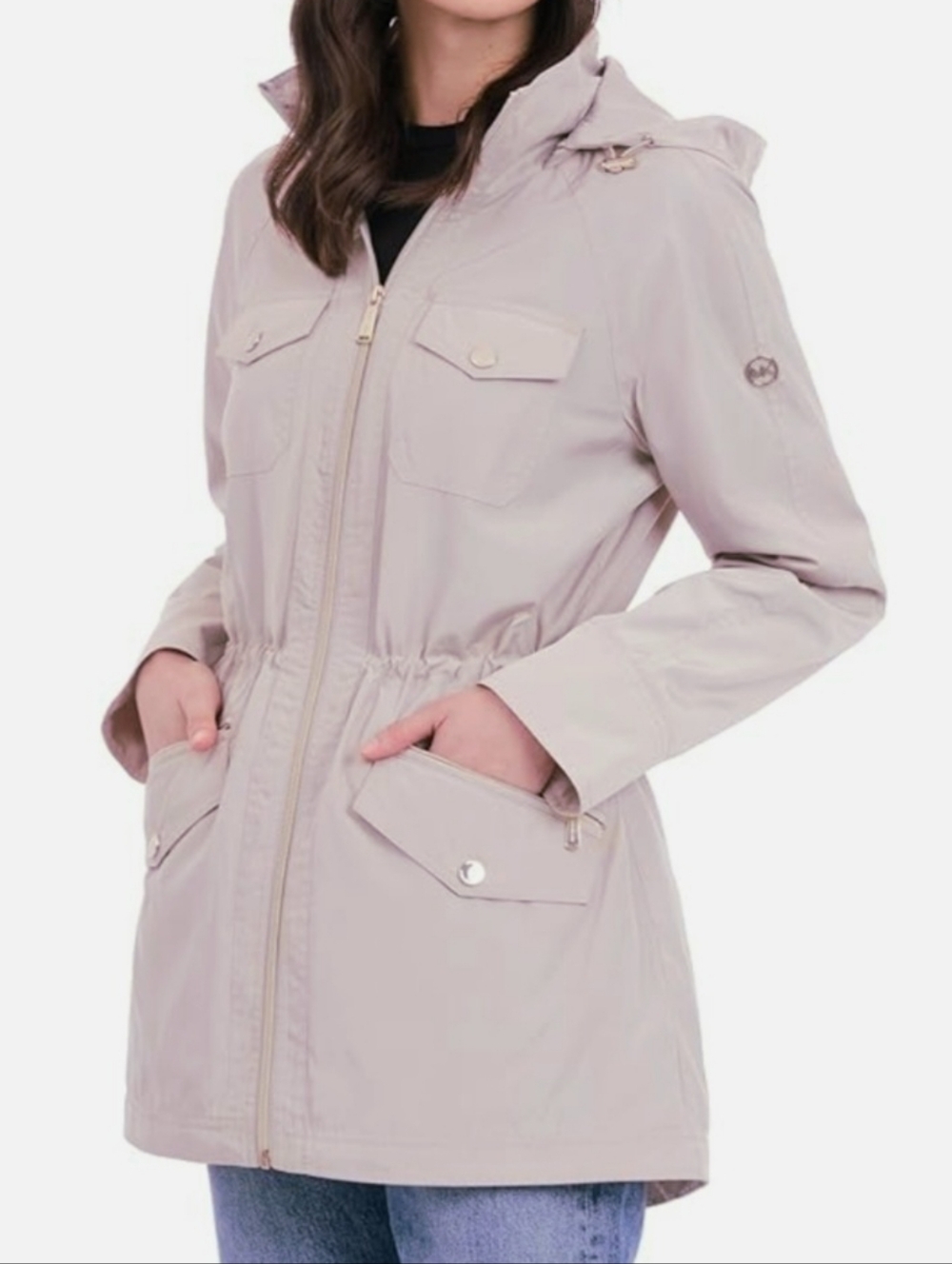 Michael Kors Blush Pink Hooded Utility Jacket